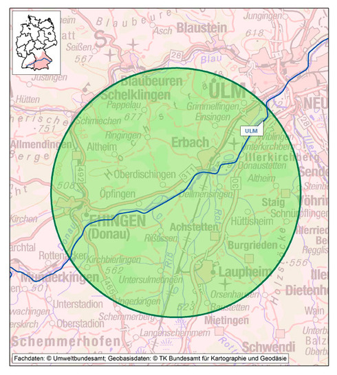 Karte Oberhalb Illermündung