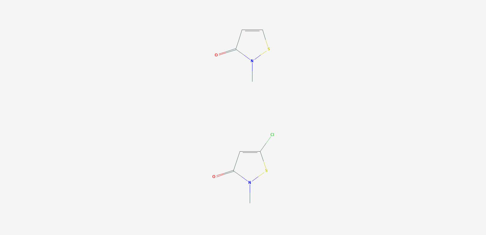 Struktur von Methylisothiazolinon (MI) und Methylchloroisothiazolinon (MCI)